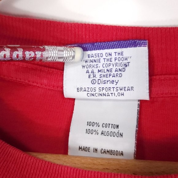 Disney Pooh 100 Acre Collection T-Shirt Women's XL Red Embroidered Pooh Tigger - Picture 5 of 11